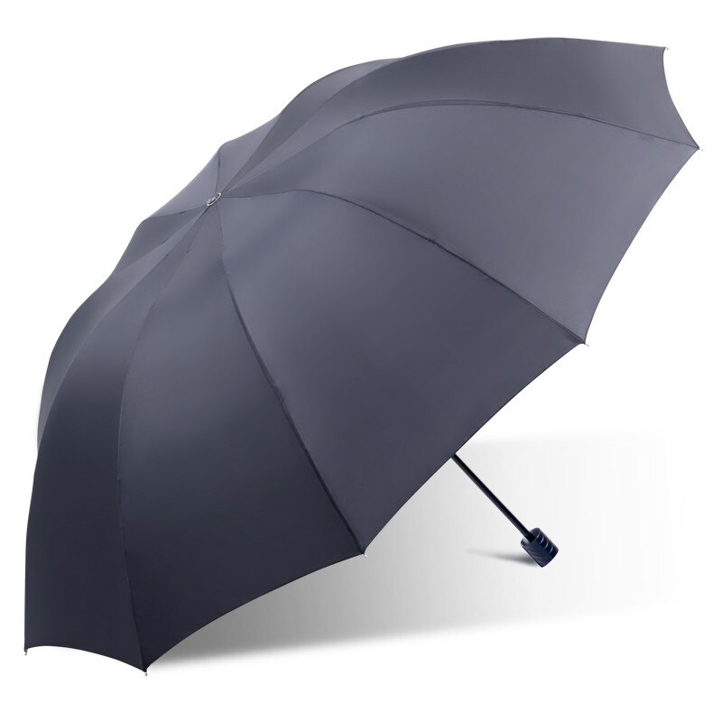 Stærk 127cm diameter 10 benforstærkning paraply vindtæt tre foldbar anti uv golf paraply to eller tre personer kompakt: 7 sorte