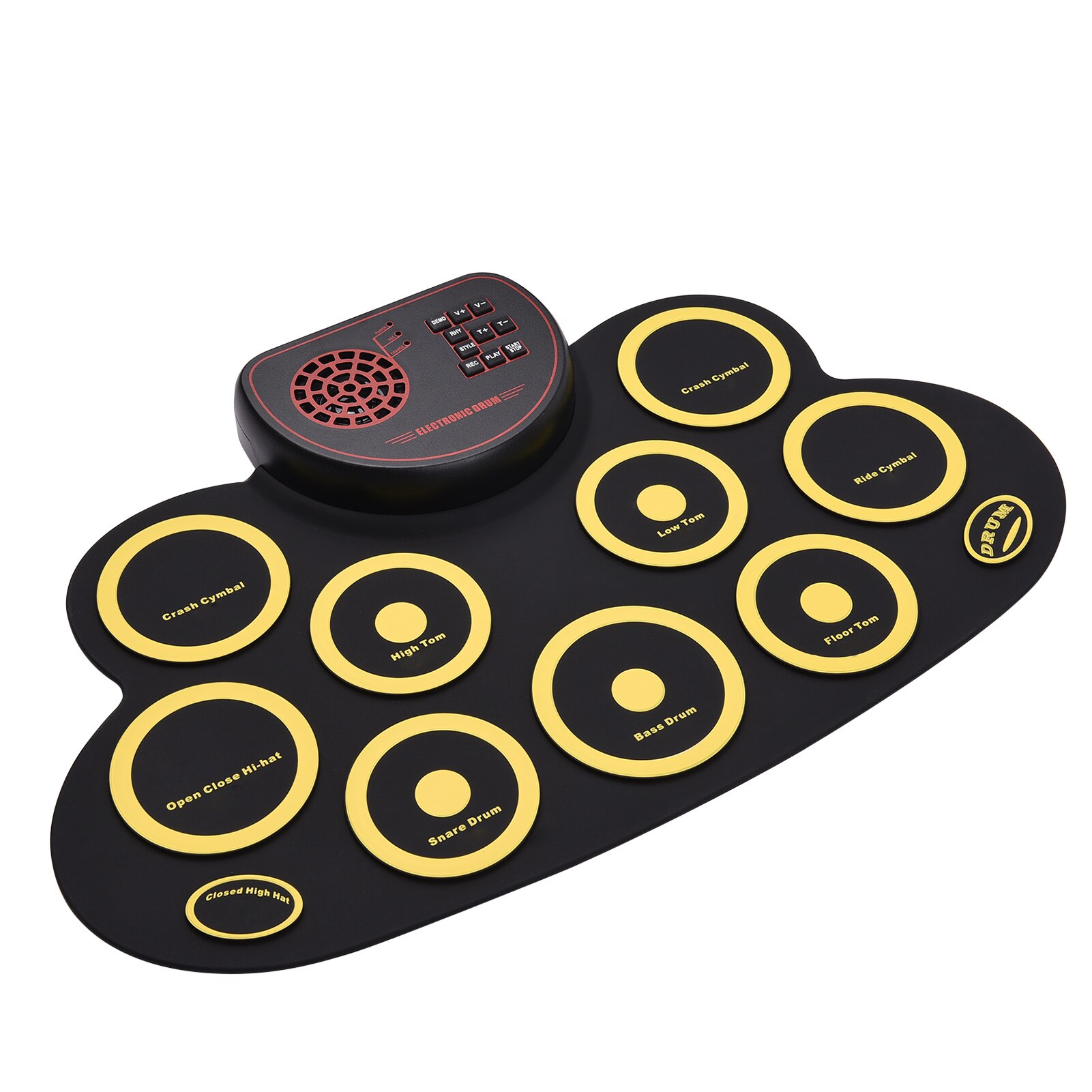 Portable Electronic Roll-up Drum Pad Silicon Digital Drum Pad Audio Output & Record Functionput with Foot Pedals Drum Sticks