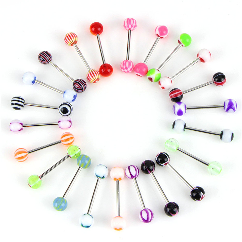 20/50/100 Stks/partij Gemengde Kleuren Mode Tong Tounge Ringen Bars Barbell Tong Piercing Lichaam Sieraden Accessoires