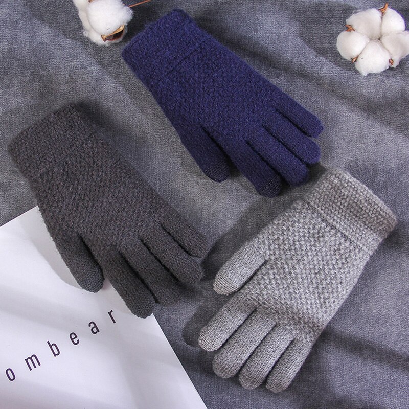 Guantes de pantalla táctil para hombre y mujer, manoplas cálidas de lana de Alpaca para invierno, a prueba de frío, para conducción al aire libre