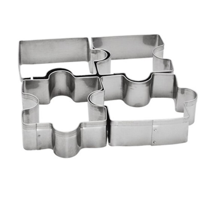 4pcs Cookie Cutter Set Different Jigsaw Puzzle Shapes Stainless Steel Baking Tool Biscuit Moulds Unique Easy Kitchen Tools