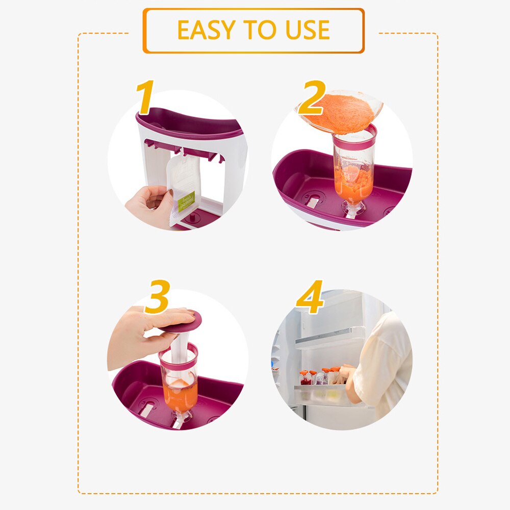 Baby Food Maker Food Squeeze Station Infant Feeding Containers Storage Kids Fruit Puree Packing Machine Toddler Solid Juice Make