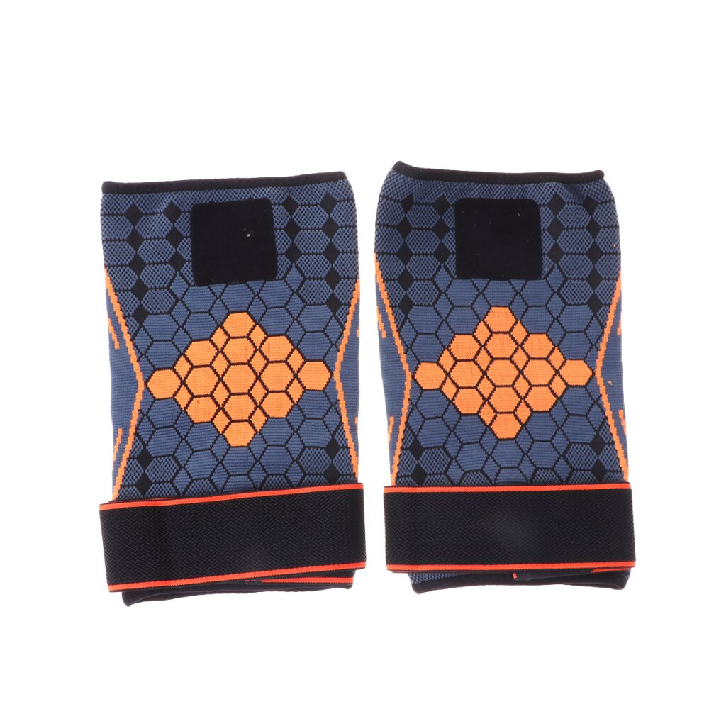 1 Paar Nylon Sport Beschermende Kleding Ondersteuning Druk Knie Pads Ademend Knie Protector Sleeve Voor Basketbal Klimmen (Blauw Si: Orange / L