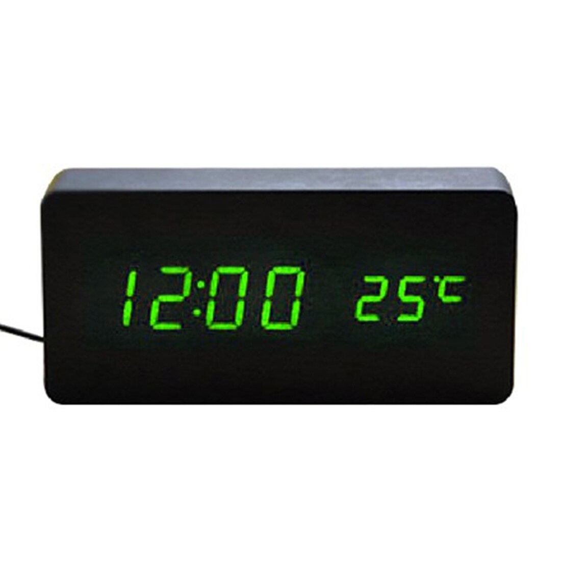 1 stuk led houten wekkers temperatuur elektronische klok geluiden controle digitale display tafelklok voor thuis desktop kalender: Groente