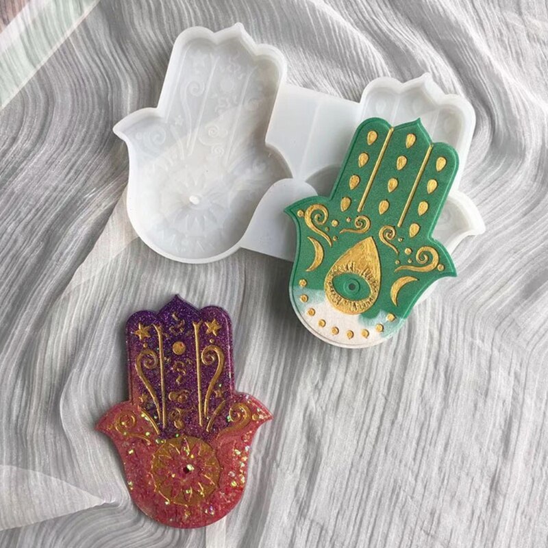 Handflächen-amulett-kristall-epoxidharzform, hamsa-hand-silikonform, diy-bastelarbeiten, tablett- und schalendekorationen, gießwerkzeuge