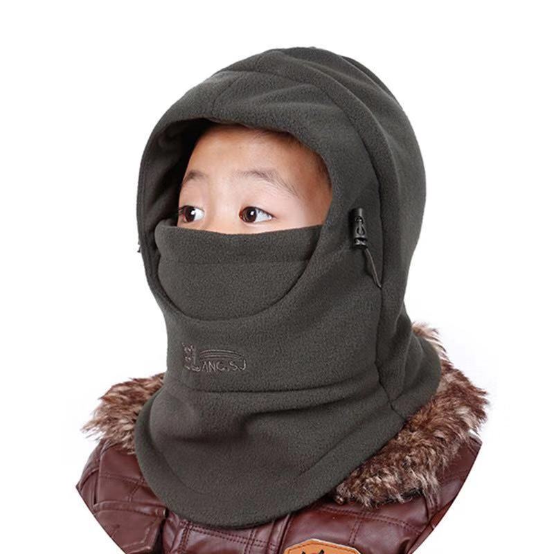 Hat winter children's bib hood double-thick thick cold warm hat children gril and boy go to school windproof cap