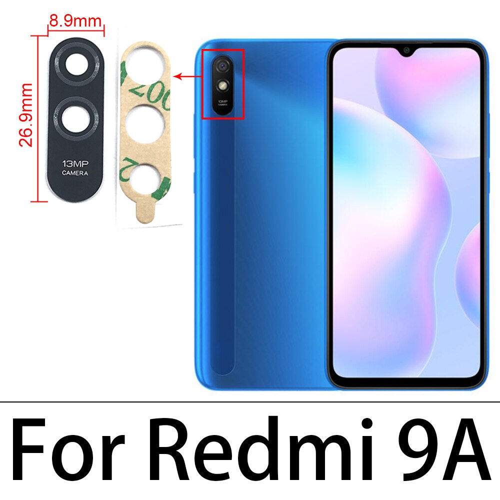 2 uds, nueva lente de cristal de cámara trasera probada con pegatina para Xiaomi Redmi 12C 9T 9C 9A 6 6A 7 7A 8 8A 9 Note 10 Pro 10S: Rose Gold