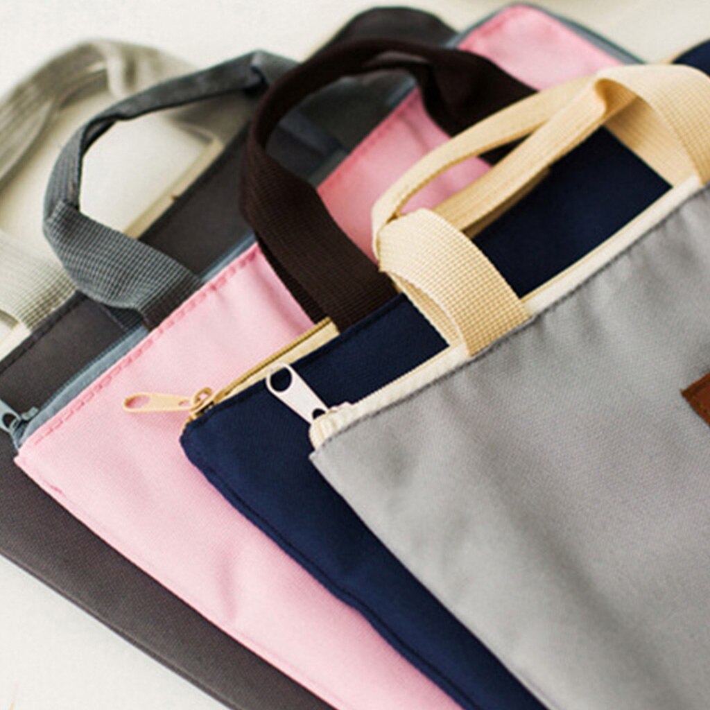 Portable Canvas File Bag with Hidden Wide Open Pocket Waterproof Backpack Organizer Bag Travel File Storage Bag Zippered