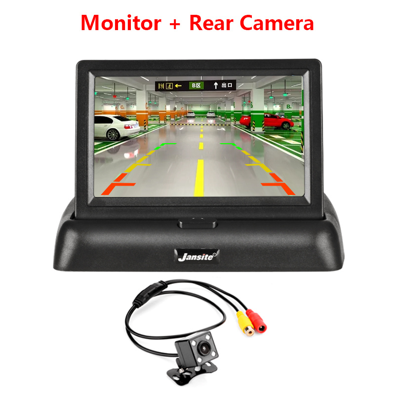 VTOPEK – moniteur de voiture pliable, écran LCD TFT de 4.3 pouces, caméra de recul pour système de stationnement, NTSC PAL: With Rear camera