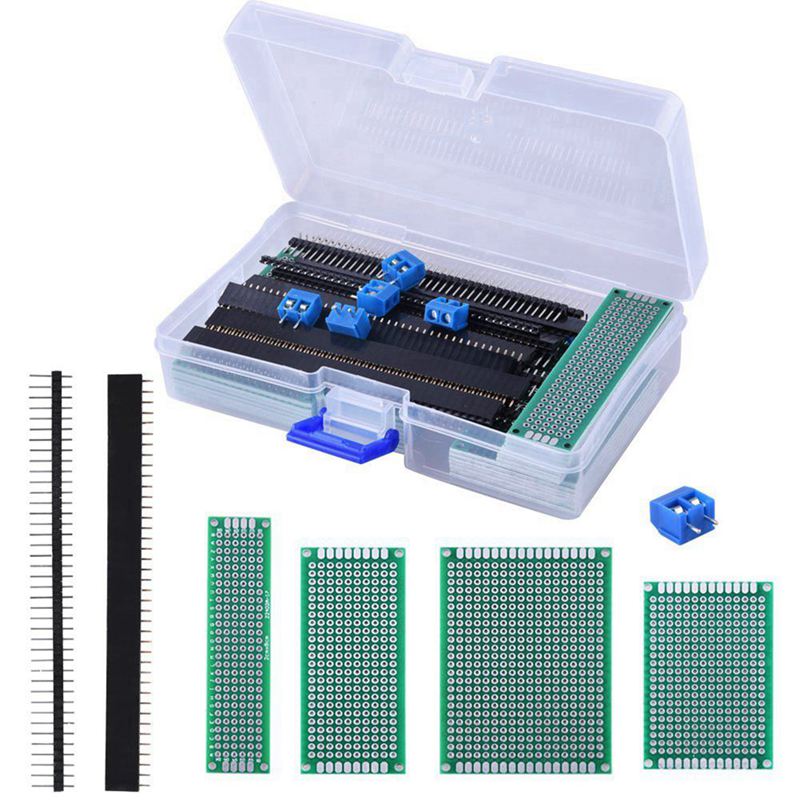 30 Pcs Dubbelzijdig Pcb Board Prototype Kit 4 Maten Printplaat Met 20 Stuks 40 Pin 2.54Mm Mannelijke en Vrouwelijke Header Connector Voor