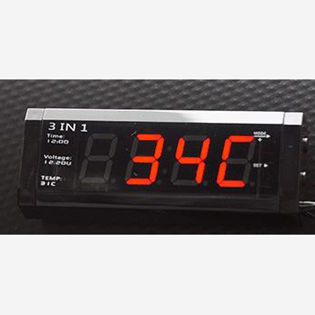 Fabriek Direct Auto Voltmeter Thermometer Tijd Drie In Een Blauw Licht Rood Licht Multifunctionele Elektronische Horloge