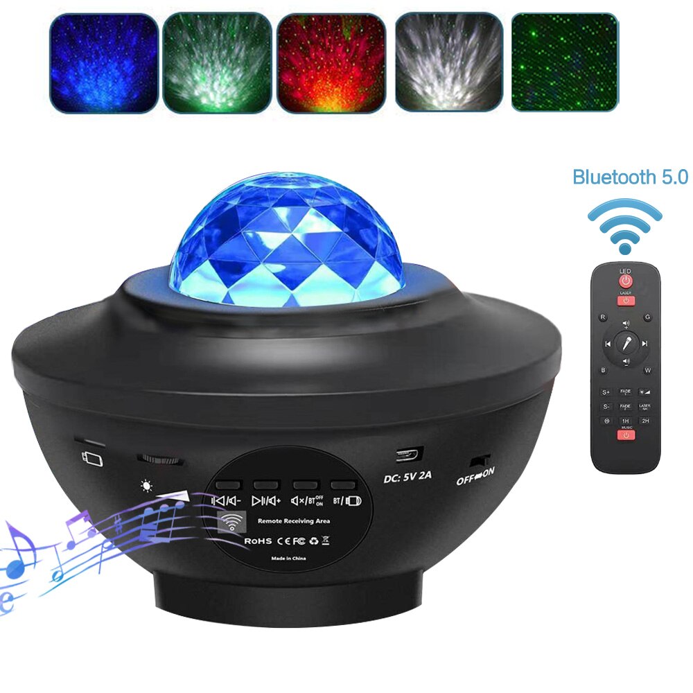 Kleurrijke Projector Sterrenhemel Night Blueteeth Usb Voice Control Muziekspeler Kid 'S Nachtlampje Romantische Galaxy Projector Lamp