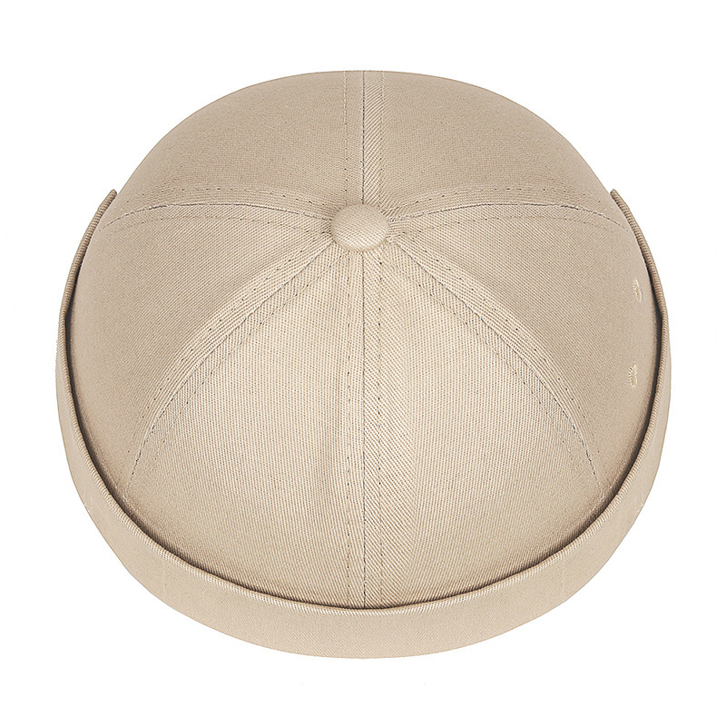 Brättelös hatt dockerkeps retro bomullshatt utan brätte justerbar rullad manschett brättelösa hattar för män