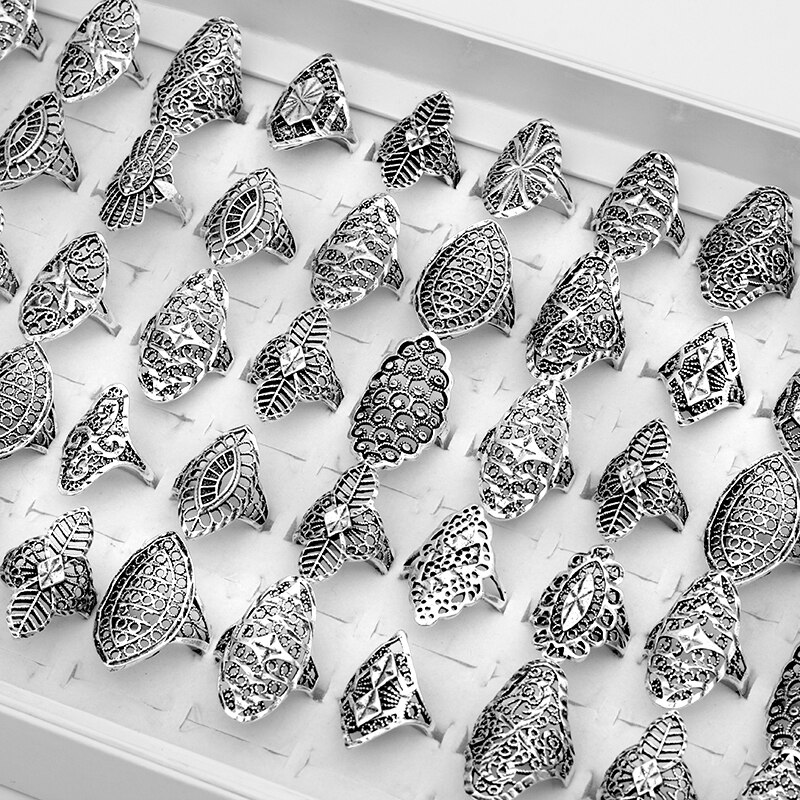 Anelli di barretta di modo di stile della miscela del fiore della corona di amore del cuore vuoto all'ingrosso 50 pz/lotto per i monili del regalo di nozze delle donne