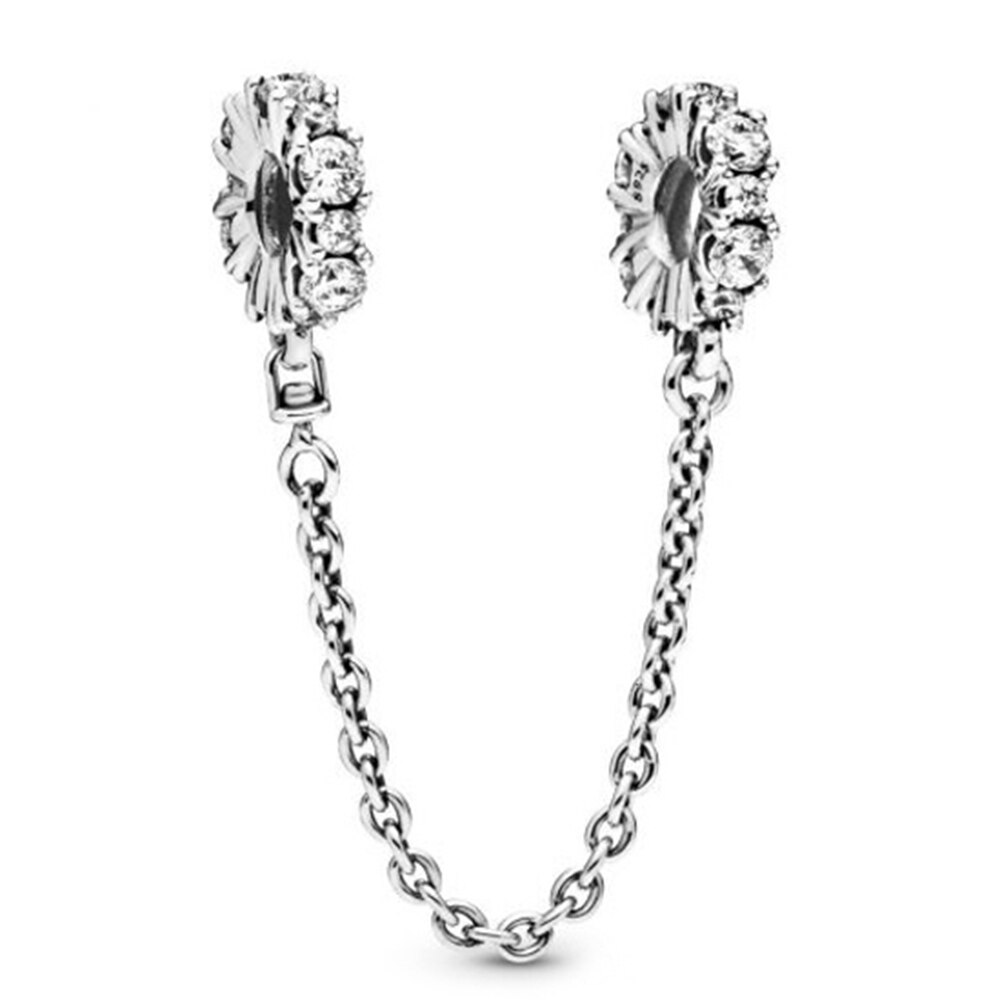 Original 925 sterling silver bead charm star safety chain rose gold suitable for brand female bracelet DIY jewelry