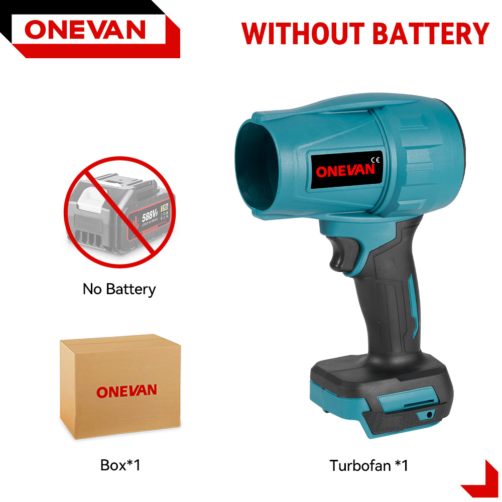 ONEVAN – ventilateur à Jet Turbo sans balais 200 M/S, 2000W, souffleur d'air électrique portatif sans fil, outil de dépoussiérage et de neige pour batterie Makita 18V: Marron