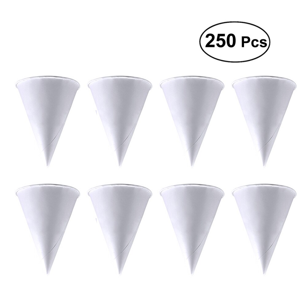 250Pcs 3.7Oz Wegwerp Kegel Water Cups Papier Trechter Cups Sneeuw Kegel Cups-Wit