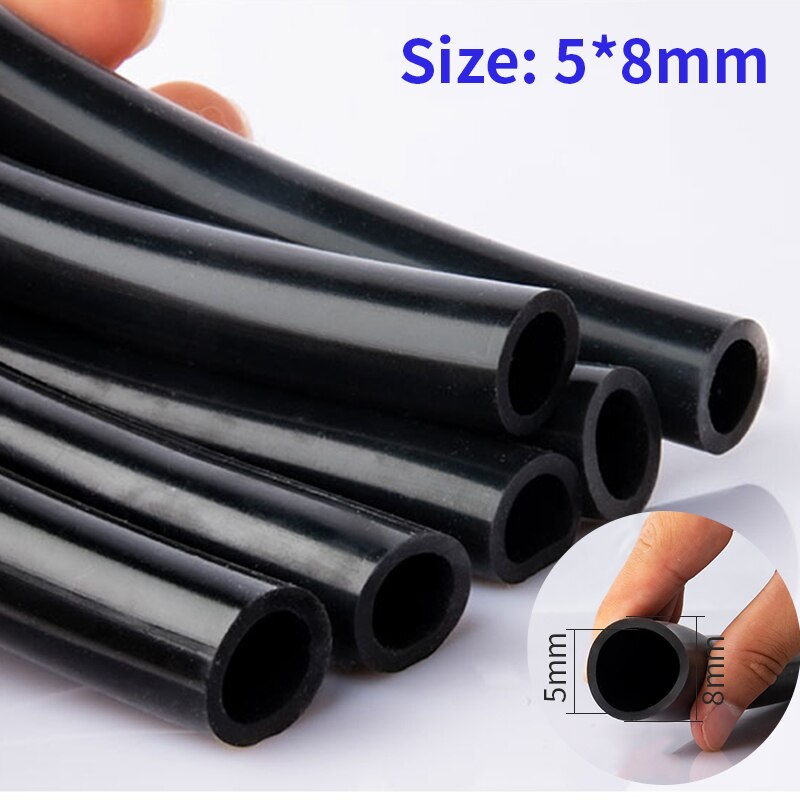 Tubo de silicona negra para riego de jardín, manguera de goma aislante de Grado Industrial, piezas de automóvil negras, identificación Universal de 3mm ~ 10mm: 5m-5x8mm