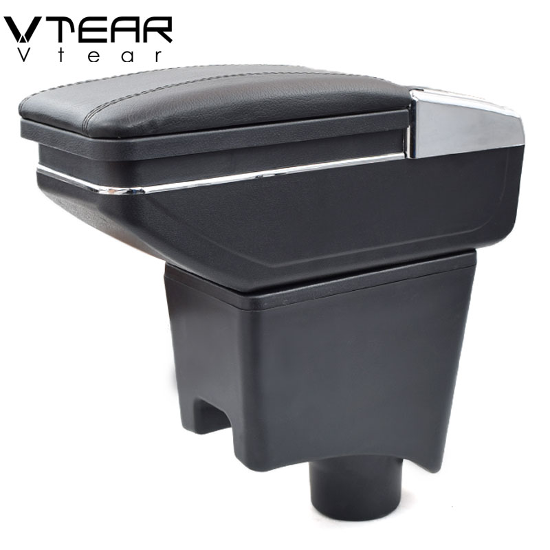 Vtear For Dacia Renault sandero accessories car armrest leather arm rest usb storage box car-styling decoration interior