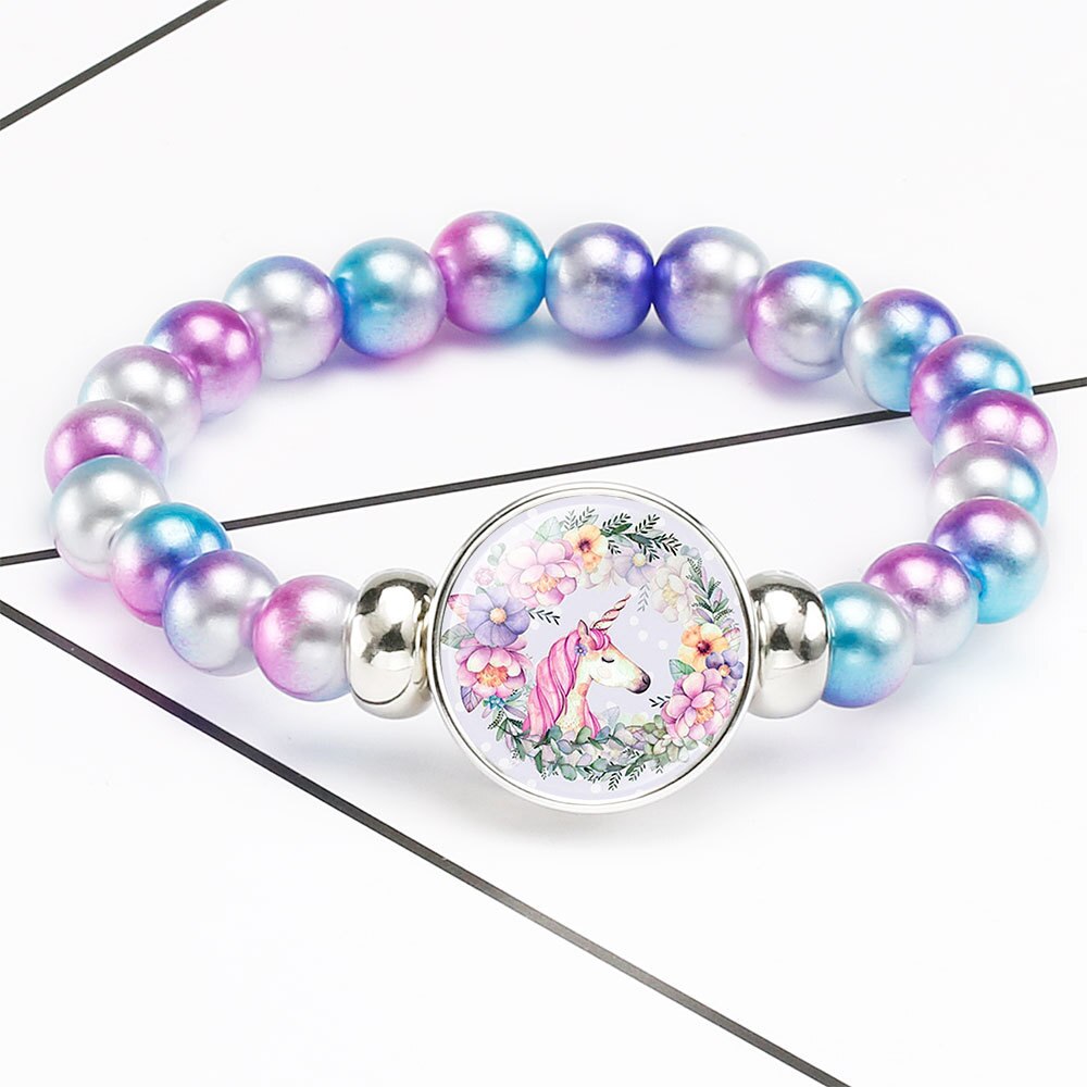 Cute Unicorns Beads Bracelets Bangles For Children Brand Jewelry Children Bracelet And Bangles Cartoon Women Accessories Girls B: 705