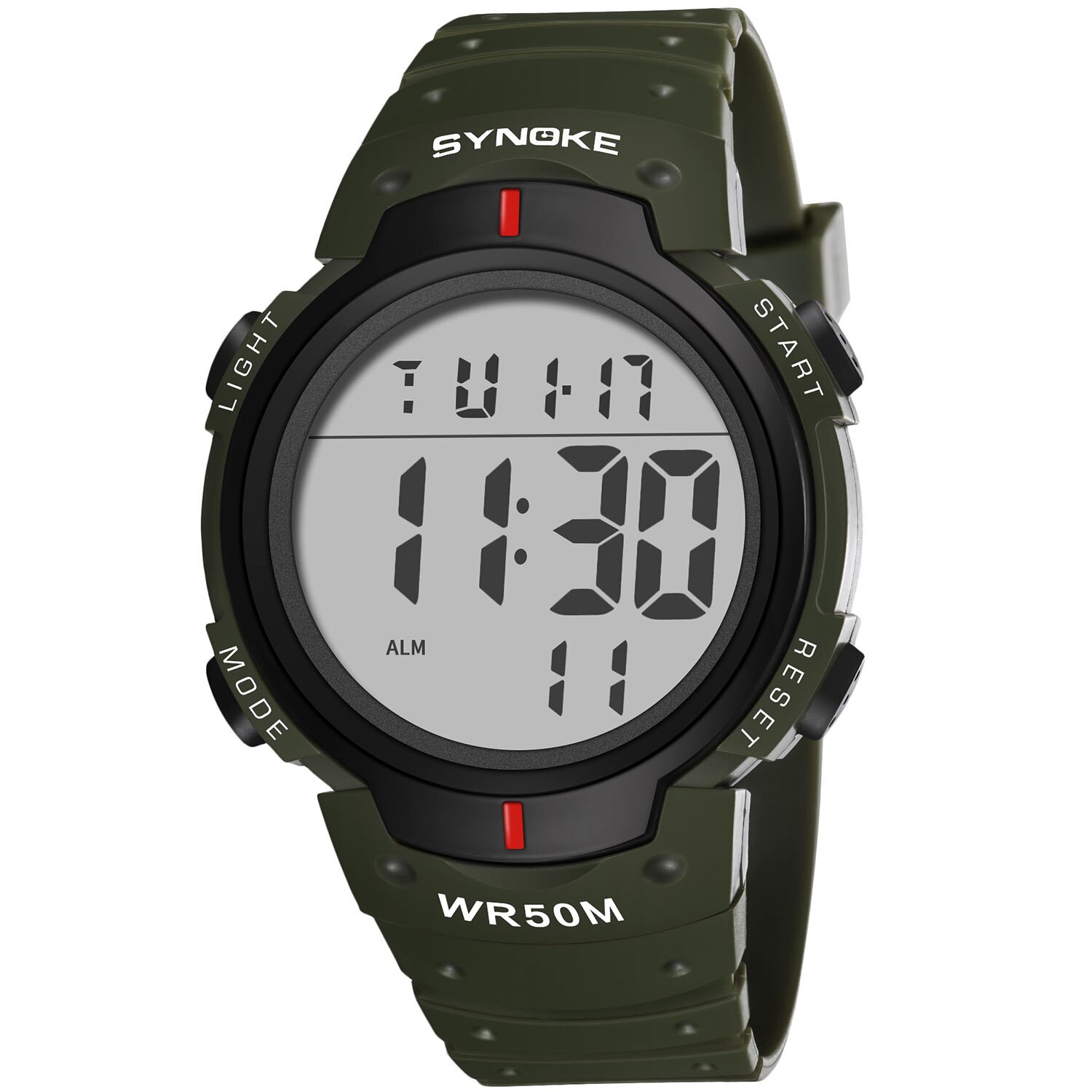 SYNOKE Mannen Horloge Te Lezen Grote Nummer Waterdichte Mode Outdoor Alarm Datum Elektronische Polshorloge Nachtlampje Sport Horloge: Green