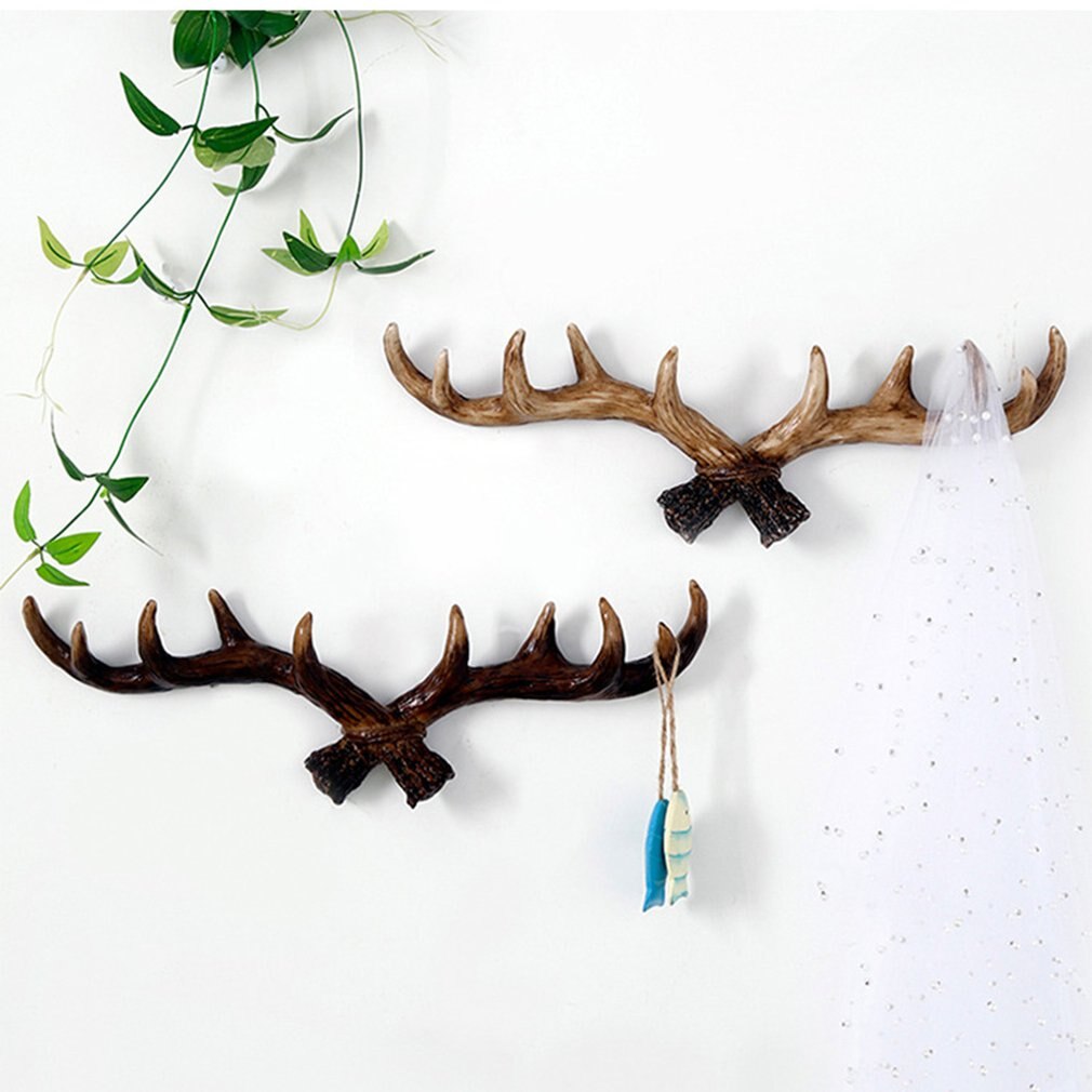 American Retro Antler Decorative Wall Hanging Coat Rack Closed Door Wall Clothes Hanger Decoration Wall Cast Iron Hook