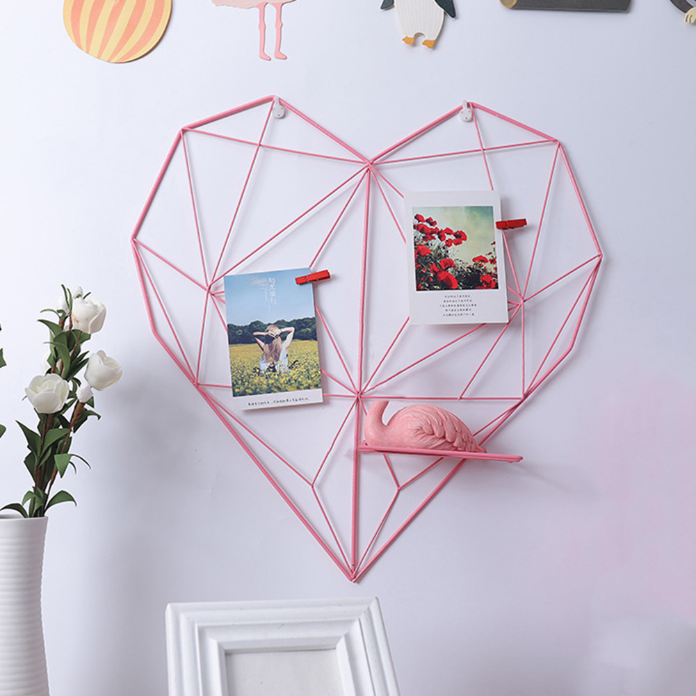 Nordique, avec cordons en métal, pour Photos cartes postales, cadre d'affichage, rangement artistique, café, cœur, étagère murale à Clips, décoration de la maison support étagères