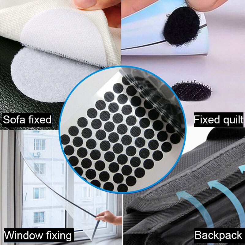 100Pairs/Black And White Round Double-Sided Velcro Tape, DIY Small Tear Self-Adhesive Tape, With Self-Adhesive Label