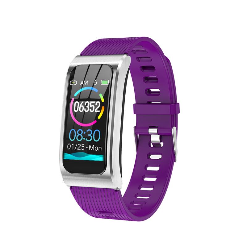 AK12 Activity Fitness Tracker Smart Bracelet Color Screen Waterproof Women's Watch Heart Rate Monitor Sports Band: Purple rubber strap