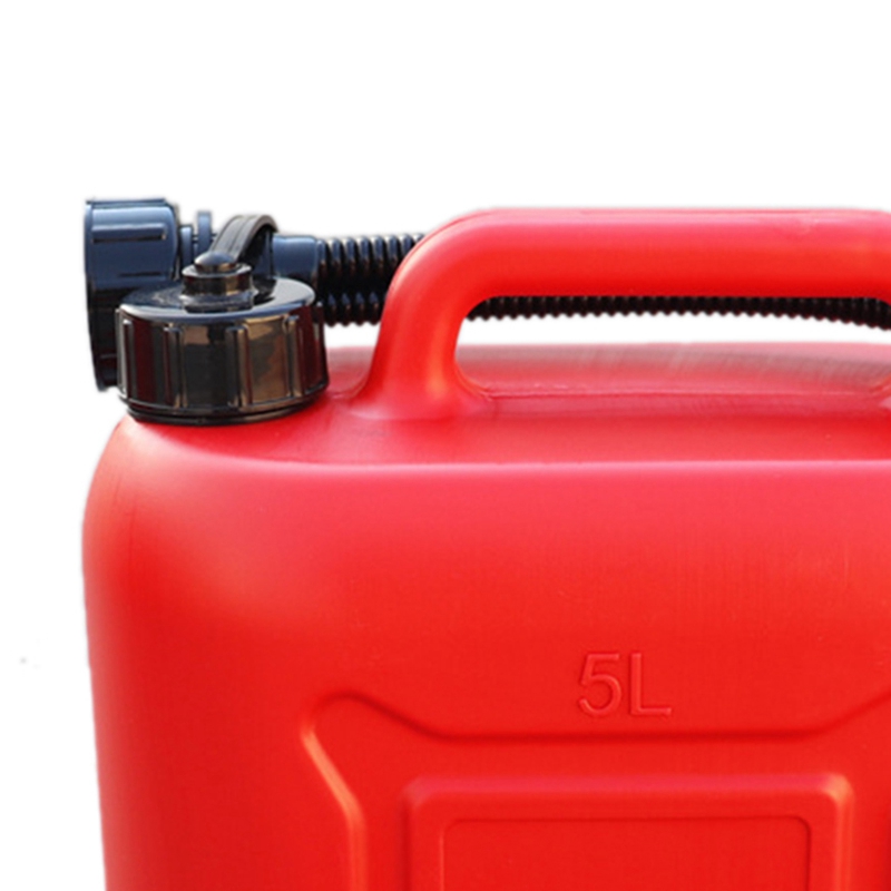 5L Car Fuel Tank Can Spare Plastic Petrol Gas Container Anti-Static Fuel Carrier with Pipe for Car Travel