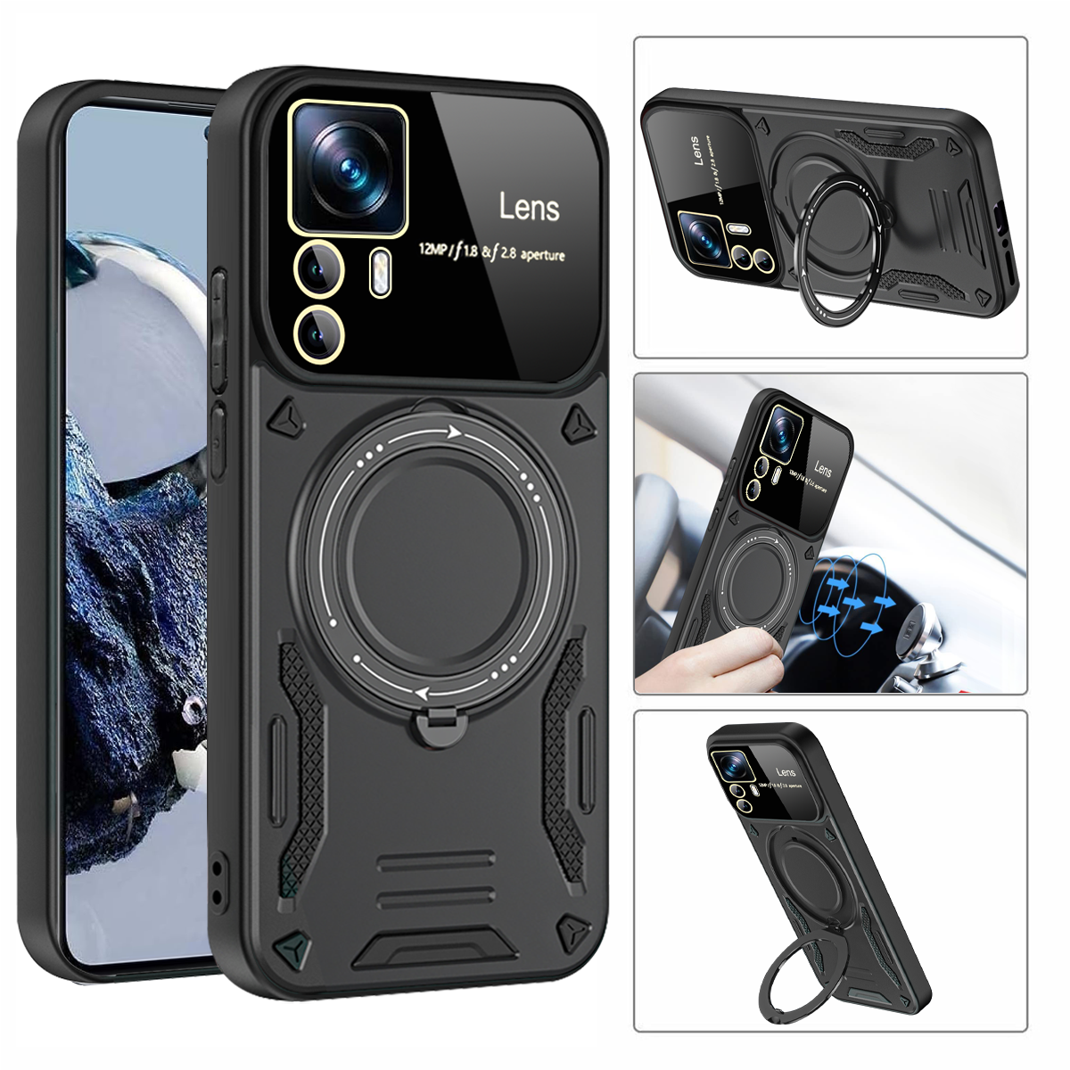 Pour Xiaomi 12T Pro étui Magsafe magnétique sans fil Charge armure étuis pour Xiaomi Mi12T Mi 12T Pro anneau support couverture de téléphone