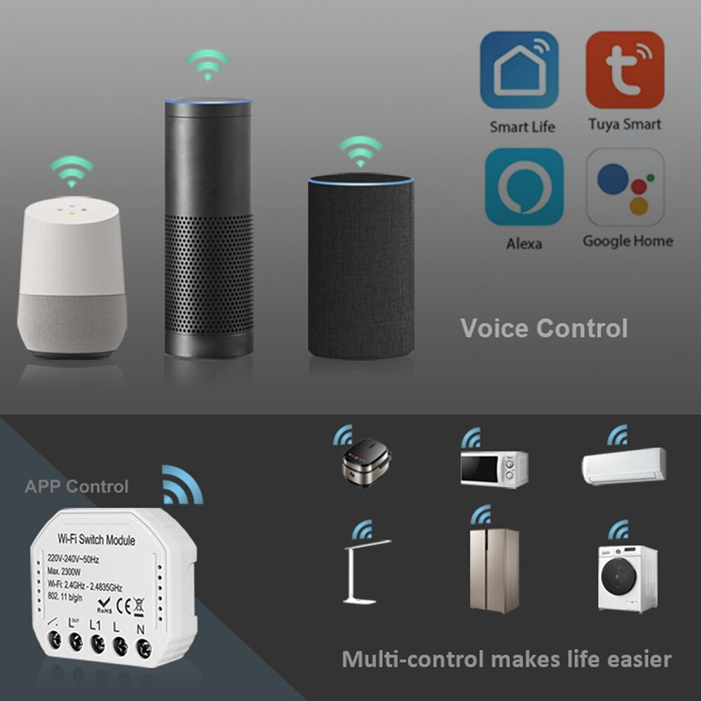 Tuya WiFi Intelligent Module Switch Modification Module Home DIY Tool APP/Voice Control Compatible with Alexa Google Home