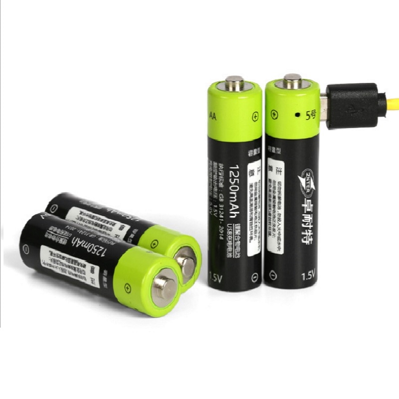 Znter Aa Oplaadbare Batterij 1.5V 2A 1250 Mah Usb Opladen Lithium Batterij Bateria Met Micro Usb-kabel