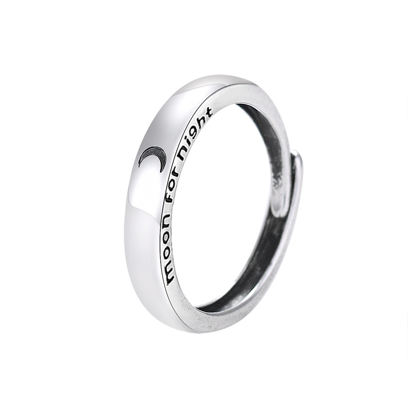 Sol måne matchende par venskab elsker åbne justerbare ringe sæt kvinder mænd minimalistisk forlovelsesringe lovers kit: Måne