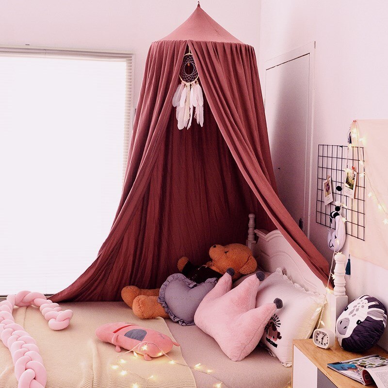 Baby Canopy Klamboe Kinderen Kamer Decoratie Crib Verrekening Baby Tent Viscose Baby Klamboe Fotografie Props: Russet-red