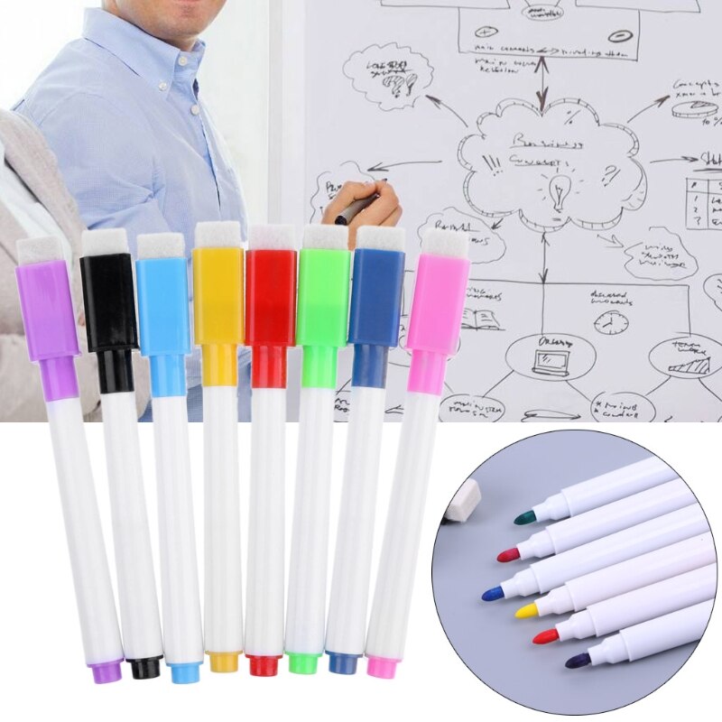 1 Set Magnetische Whiteboard Pen Uitwisbare Marker Kantoor Schoolbenodigdheden 8 Kleuren