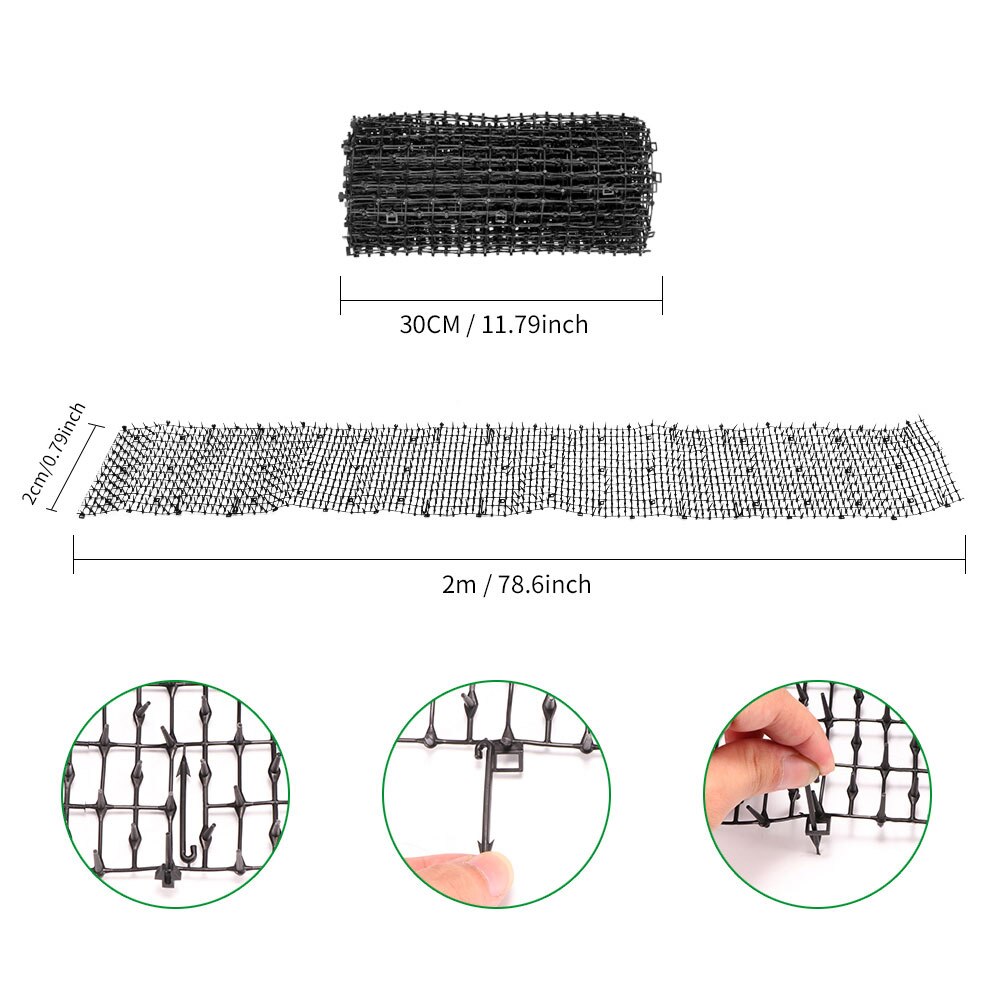 2m Garden Cat Scat Mats Safe Anti-cat Prickle Strips Keep Cat Away Digging Climbing Safe Spike Use For Outdoor Indoor