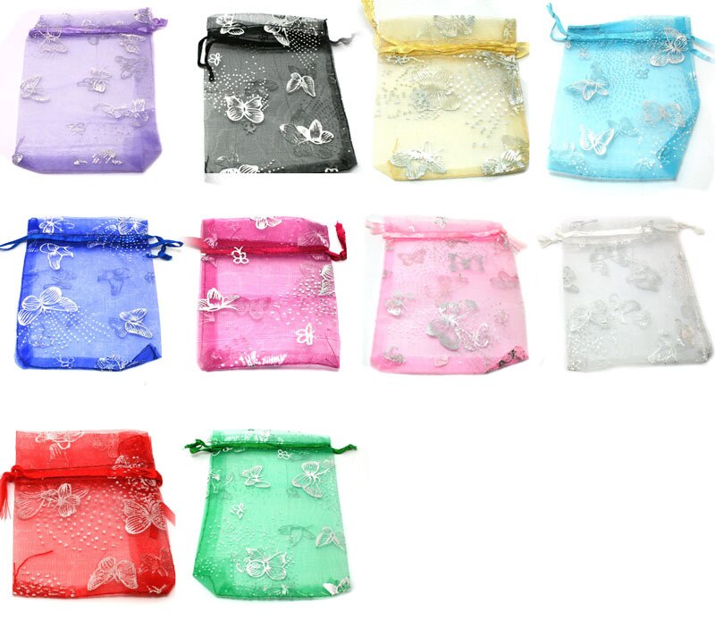 Wholesale100pcs 7x9 cm 10 color mix chinês Do Casamento Do Natal saco do presente Sacos de Organza Jewlery embalagem do Presente Bolsas