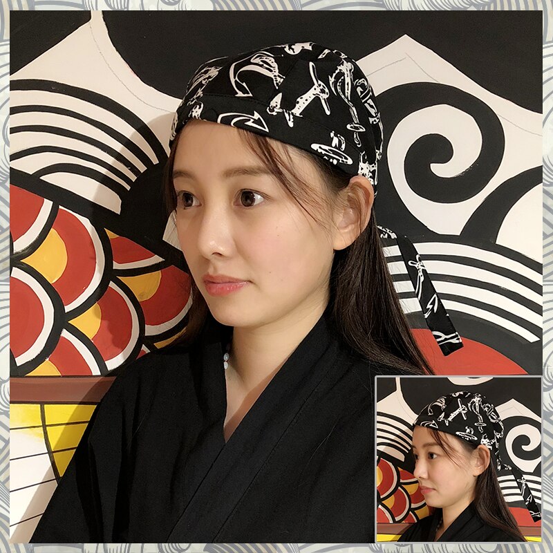 Cuisine Headscarf Chef&#39;s Hat Japanese Restaurant Uniforms Sushi Cook Cap Unisex Kitchen Job Japanese Sushi Hat: MULTI