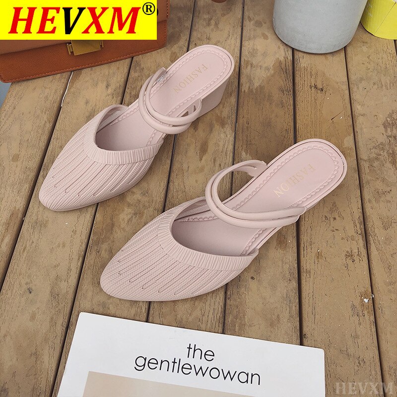 Modne damskie sandały 2021 muły kapcie na buty na plażę blisko palec u nogi kobiety obcasy Strappy kliny buty dla kobiet plastikowe sandały