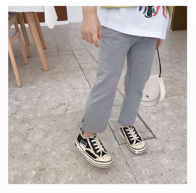 Meisjes Katoenen Broek Broek Effen Kleur Slim Fit Kinderen Elastische Flared Broek Baby Herfst Lente Veelzijdige Broek P4 245