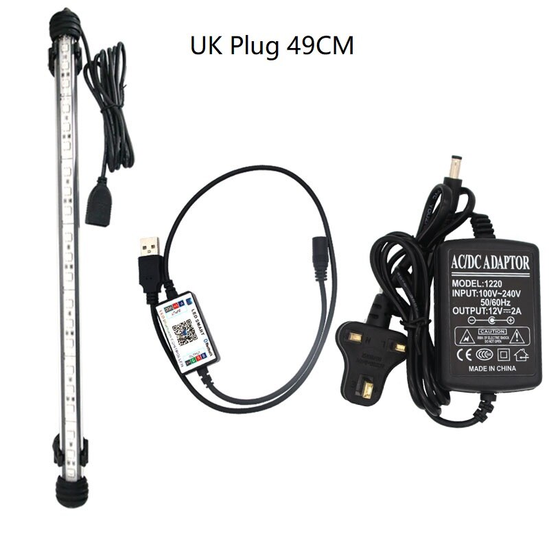 LED Aquarium Lamp For Fish Tank Plant Grow Lights Remote/APP Control Timer Function RGB Lamp For Aquarium LED Lighting 20-60CM: UK Plug 49CM