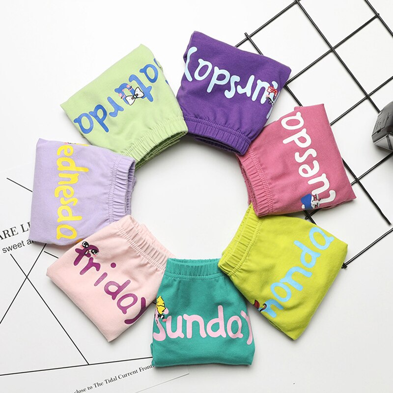 [B134] 7Pcs 2-5T intimo per bambini per bambini pantaloncini da cartone animato per bambini morbido cotone lettera settimana mutande mutandine per adolescenti regalo: 4-5T(XXL)