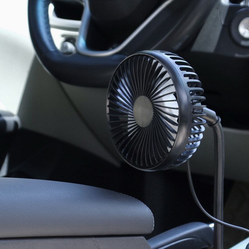 Ventilador de cuello de cisne ajustable para coche, portavasos Universal portátil de 12V y 24V con 3 velocidades y Control USB, accesorios de verano para coche