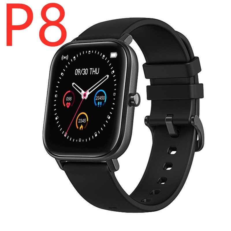 P8 Smart Uhr Männer Gebaut-in Spiel IP67 Wasserdichte Fitness tracker Heart Rate Monitor Frau Smartwatch für iOS Android telefon: P8 black