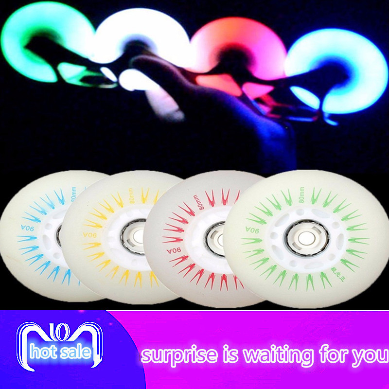 Skating Flash Roller Wheels LED Sliding Skate Wheels 80mm Inline Skating Flashing Wheel Rollerblade Skateboard Roller