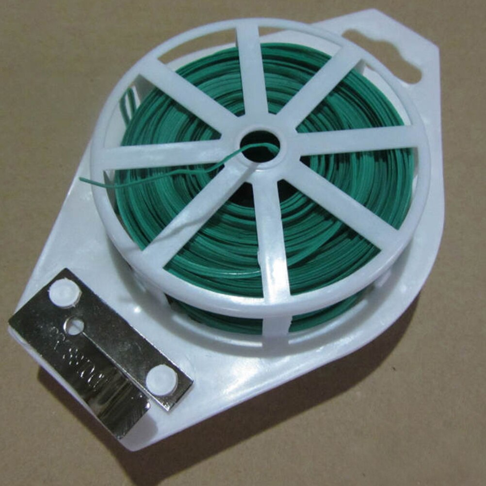 100 M Tuin Twist Tie Wire Cable Reel Met Cutter Tuinieren Plant Bush Bloem