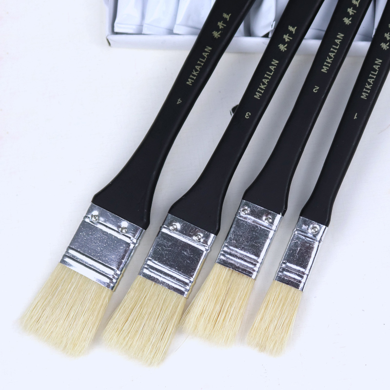 Watercolor Gouache Paint Brushes Flat Tip Bristle Painting Brush Set Variety Style Oil Acrylic Brush Watercolor Pen Art Supplies