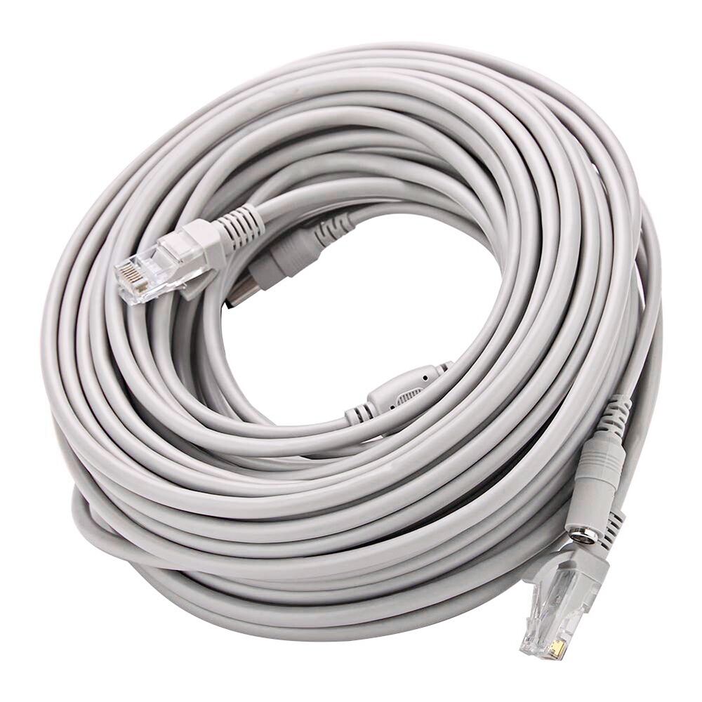 5M/10M/15M/20M/30M Optional Gray CAT5/CAT-5e Ethernet Cable RJ45 and DC Power CCTV Network Lan Cable For System IP Cameras