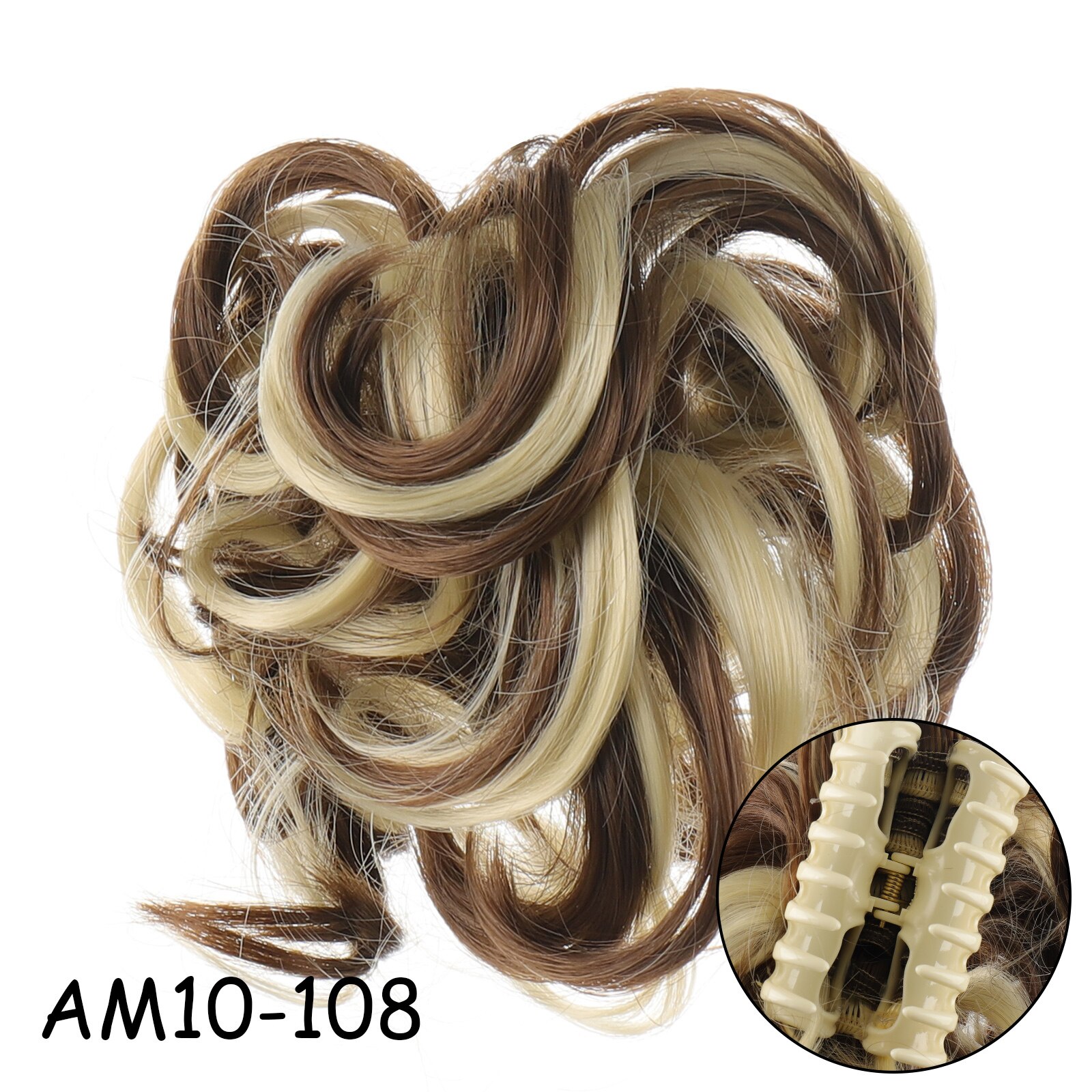 LVHAN Synthetic Curly Chignon Ombre Claw Hair Messy Buns Updo claw Clip In Hairpiece For Women's Hair Buns: AM10-108